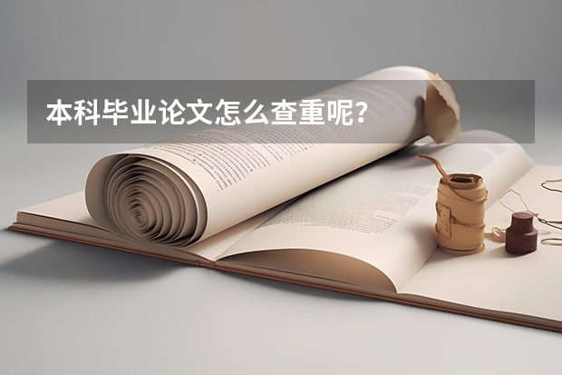 本科毕业论文怎么查重呢？